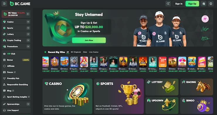 A view of the betting interface on BC Game, one of the best offshore sportsbooks for US players. 
